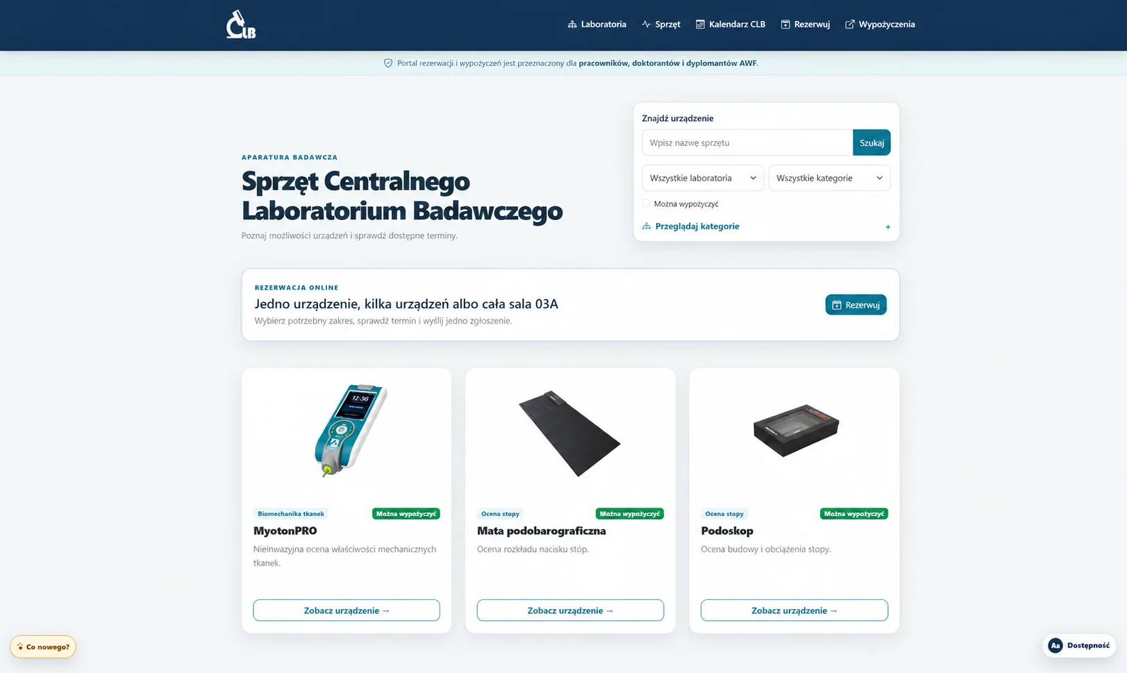 Katalog urządzeń CLB z wyszukiwarką