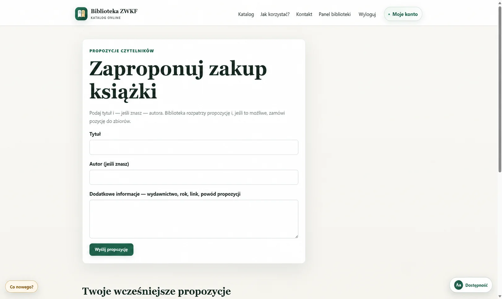 Formularz propozycji zakupu książki