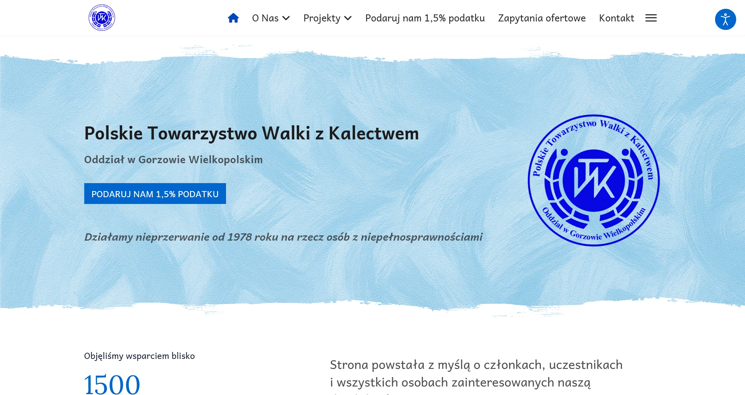 Strona gorzowskiego oddziału Polskiego Towarzystwa Walki z Kalectwem